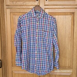 Peter Millar Plaid Long Sleeve Button Down Shirt Comfort Check Cotton Small EC